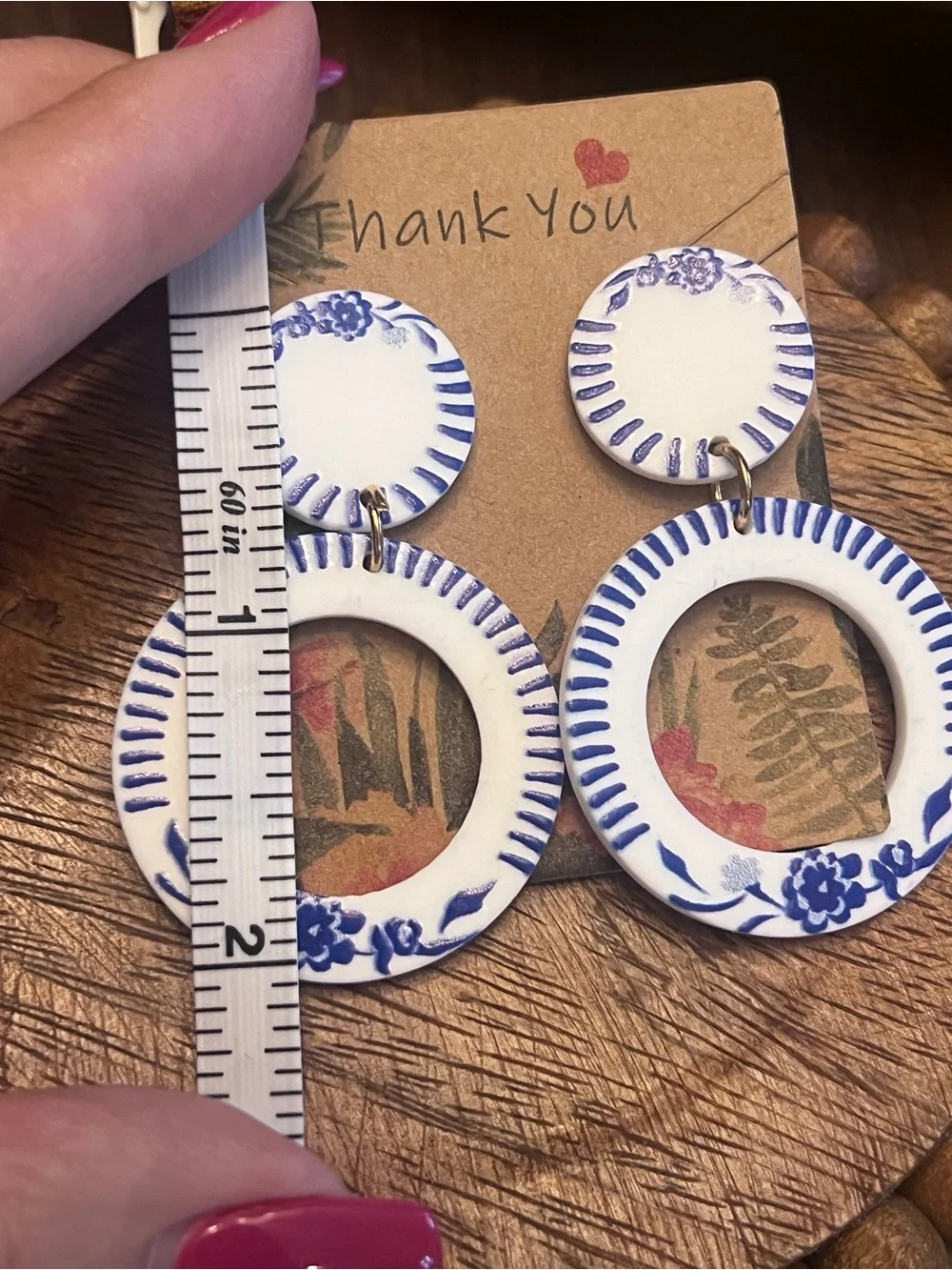 Blue and White Floral Hoop Earrings - Home Accents
